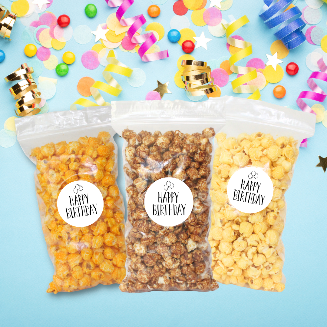 Happy Birthday "Balloons" Snack Pack Celebration Popcorn - www.unclemyronspopcorn.com