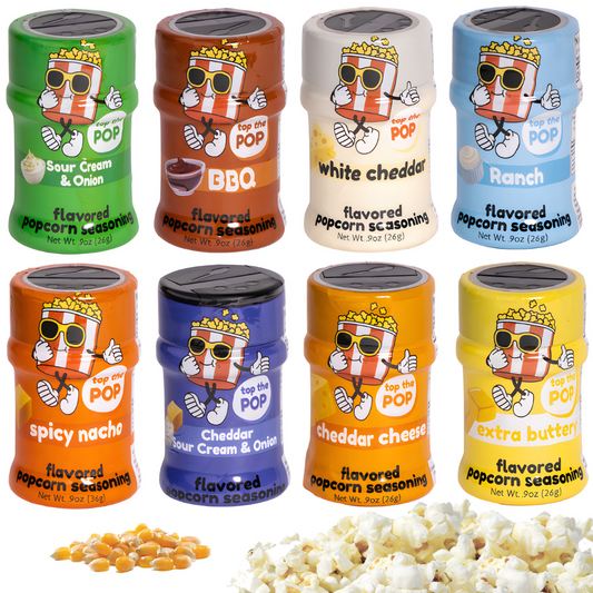 Popcorn Seasoning Mini Jars Variety Pack, 0.9 Ounce (Pack of 8) by Top the Pop
