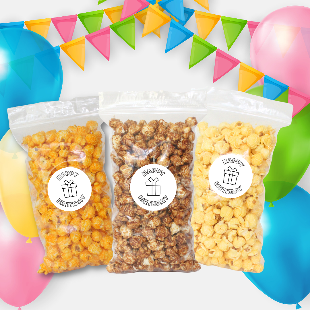 Happy Birthday "Presents" Snack Pack Celebration Popcorn - www.unclemyronspopcorn.com