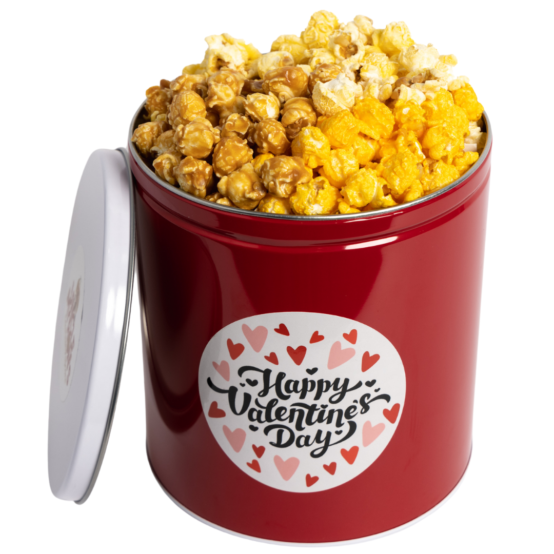 Valentine's Day Popcorn Tin - 1 Gallon - 3 Flavors