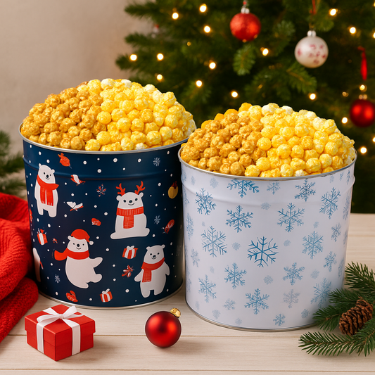 2 Gallon Holiday Popcorn Tins (2 Pack)