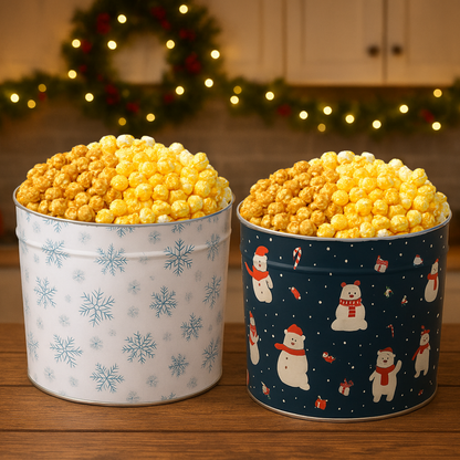 2 Gallon Holiday Popcorn Tins (2 Pack)