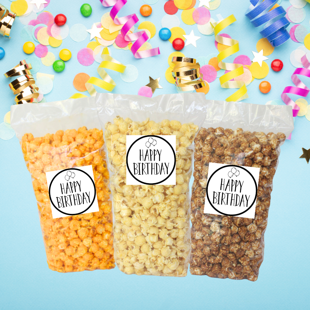 Happy Birthday "Balloons" Large Bag Celebration Popcorn - www.unclemyronspopcorn.com