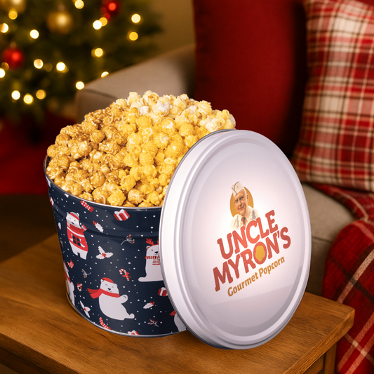 2 Gallon Holiday Popcorn Tin, 3 Flavors