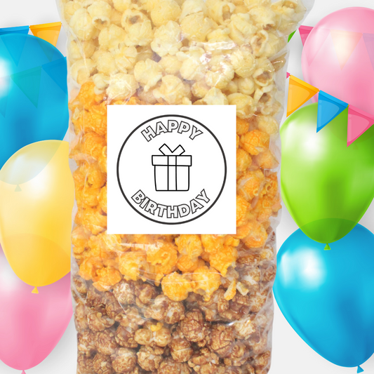 Happy Birthday "Presents" Large Bag Celebration Popcorn - www.unclemyronspopcorn.com