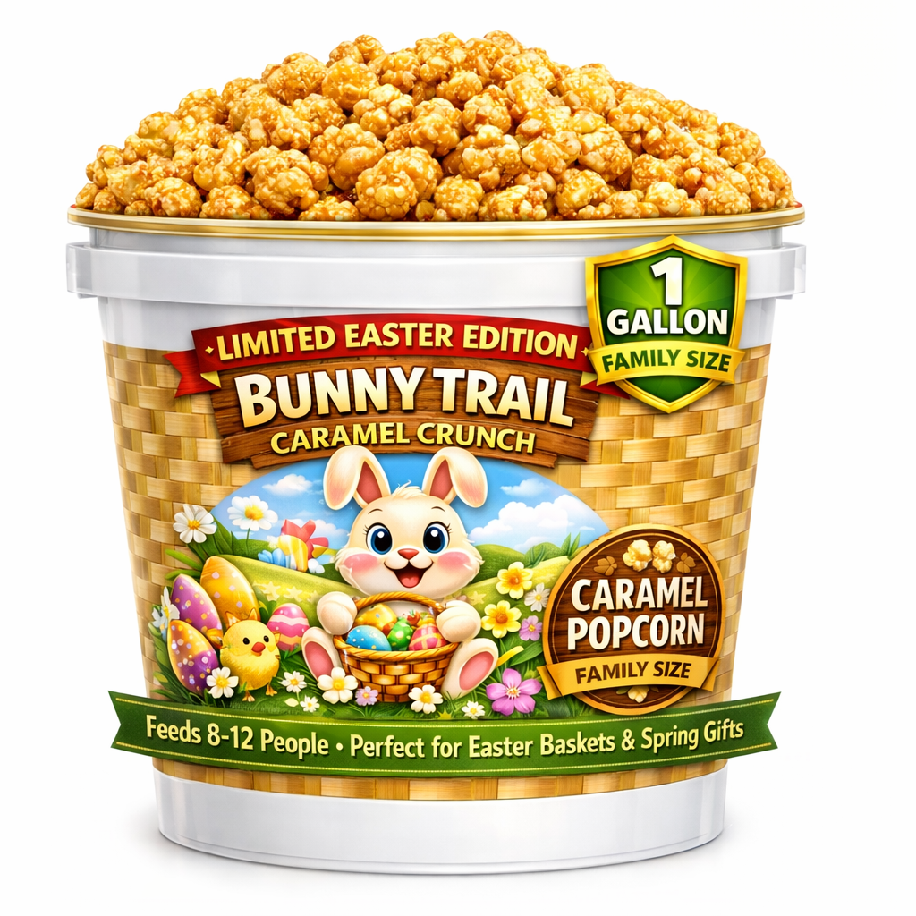 Bunny Trail Caramel Crunch 1 Gallon Easter Popcorn Tubs – www Bunny Trail Caramel Crunch 1 Gallon Easter Popcorn Tubs – www