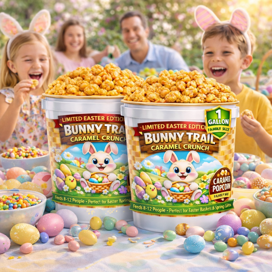 Bunny Trail Caramel Crunch 1 Gallon Easter Popcorn Tubs