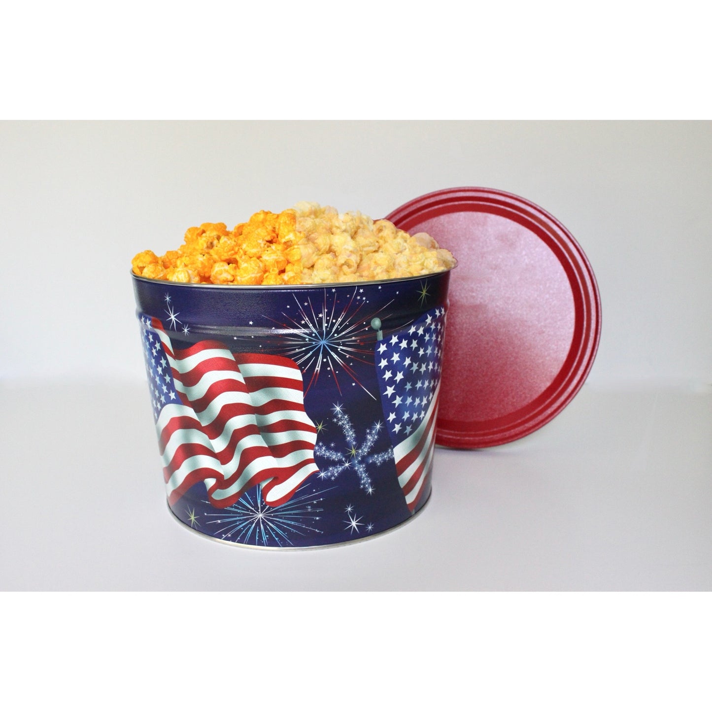 July 4th 2 Gallon Popcorn Tin - www.unclemyronspopcorn.com