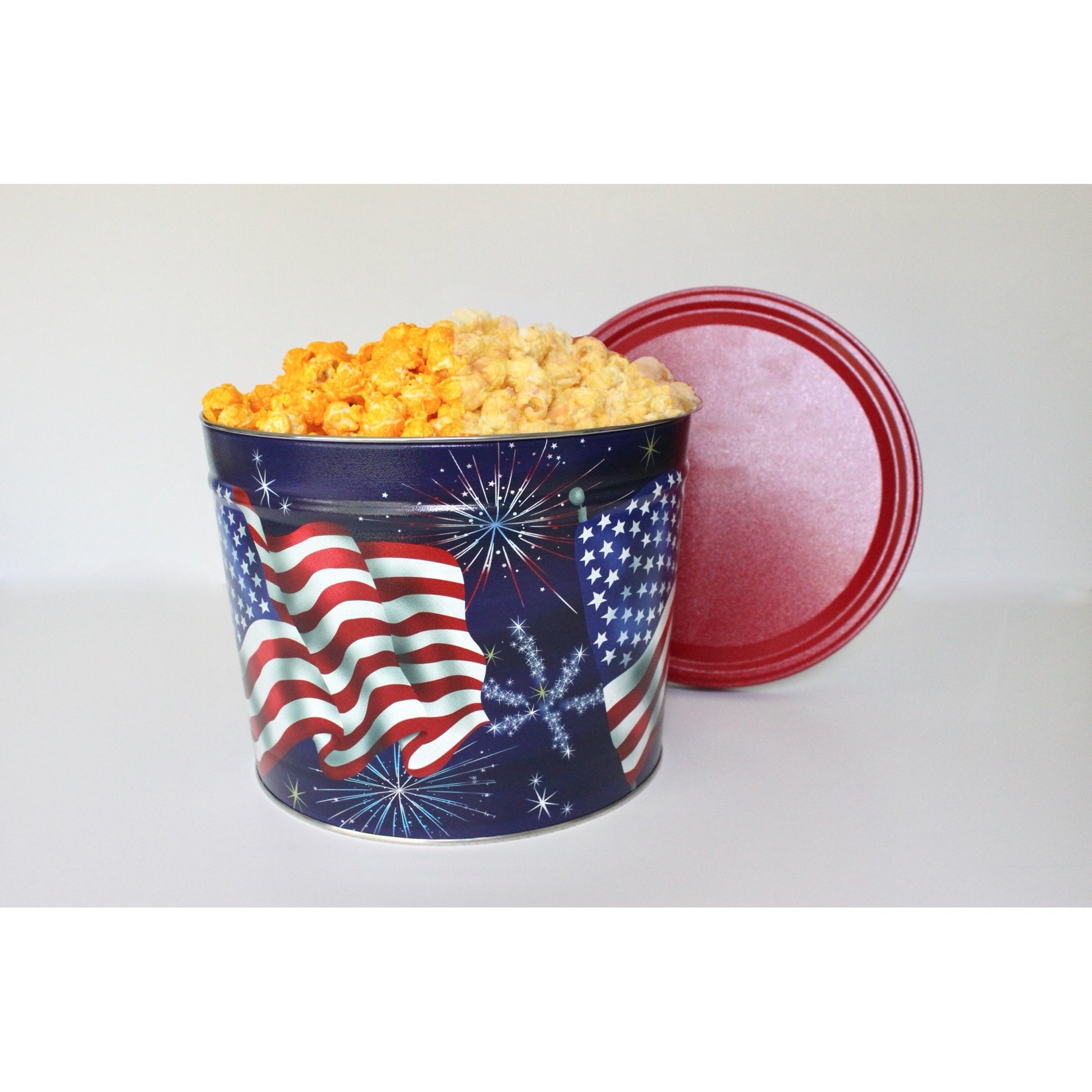 July 4th 2 Gallon Popcorn Tin - www.unclemyronspopcorn.com