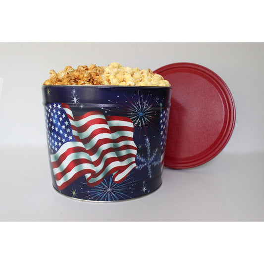 July 4th 2 Gallon Popcorn Tin - www.unclemyronspopcorn.com