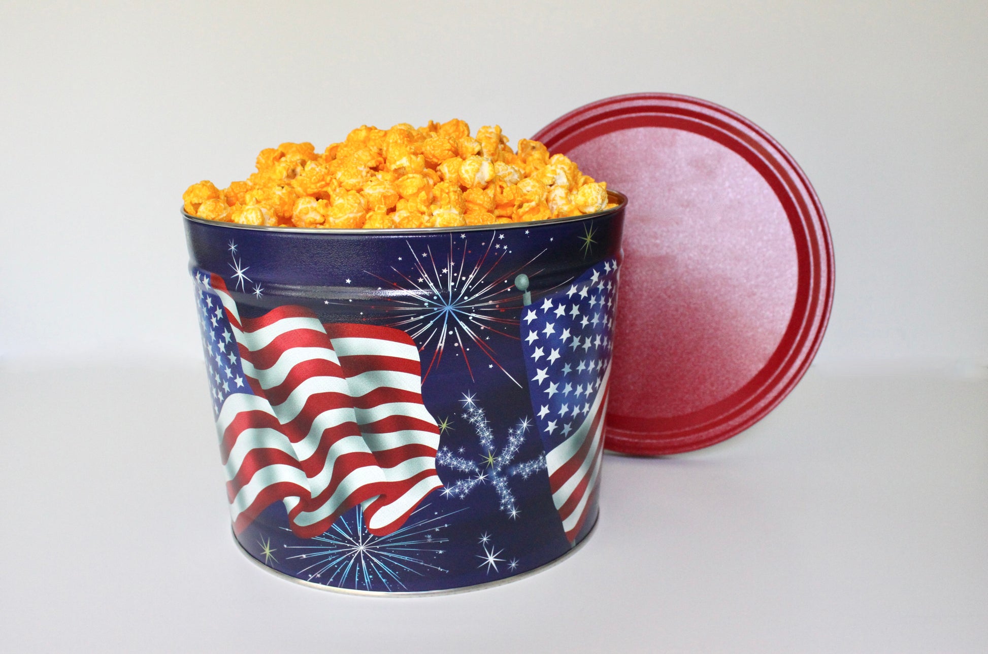 July 4th 2 Gallon Popcorn Tin - www.unclemyronspopcorn.com