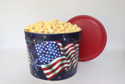 July 4th 2 Gallon Popcorn Tin - www.unclemyronspopcorn.com
