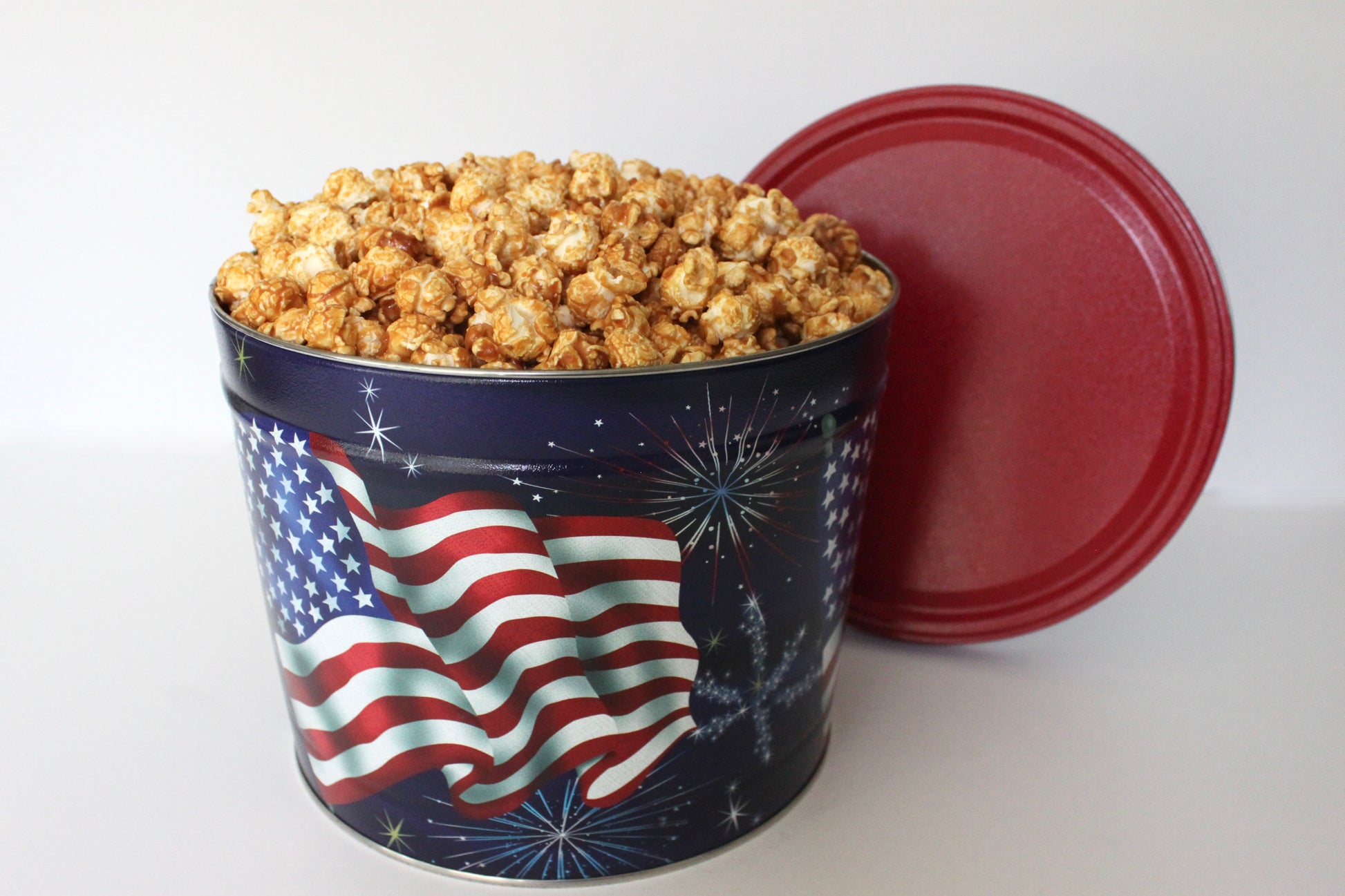 July 4th 2 Gallon Popcorn Tin - www.unclemyronspopcorn.com