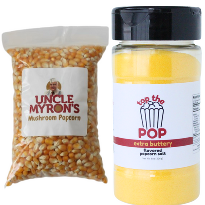 Uncle Myron's Movie Theater Popcorn Kit, 16 Oz of Popcorn, 8 Oz Butter Popcorn Salt