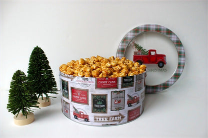 Red Truck Merry Christmas Holiday Popcorn Tin (1 Gal.)