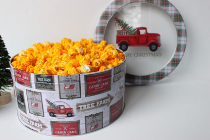 Red Truck Merry Christmas Holiday Popcorn Tin (1 Gal.)