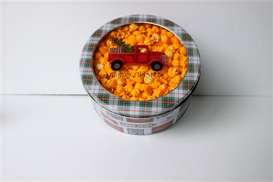 Red Truck Merry Christmas Holiday Popcorn Tin (1 Gal.)
