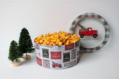 Red Truck Merry Christmas Holiday Popcorn Tin (1 Gal.)