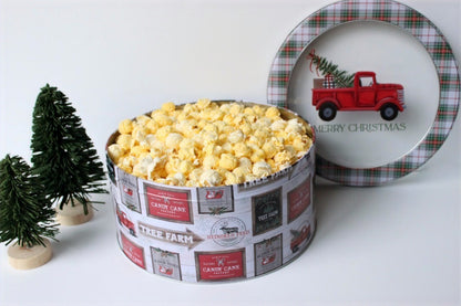 Red Truck Merry Christmas Holiday Popcorn Tin (1 Gal.)